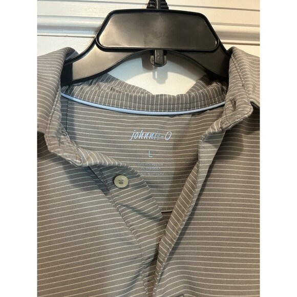 Johnnie O Polo Shirt Men’s Size Small Gray Striped Golf Performance Short Sleeve - Picture 2 of 4